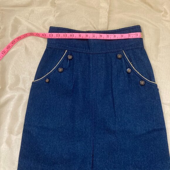 Blue Demin Blazer Pencil Skirt Suit - Picture 13 of 15